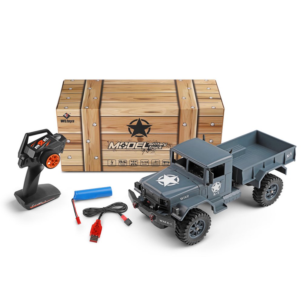 Wltoys 124301 2.4G 1:12 4WD 390 Bruhed Off-road RC Car 4.5kg Load Military Truck RTR - Army Green