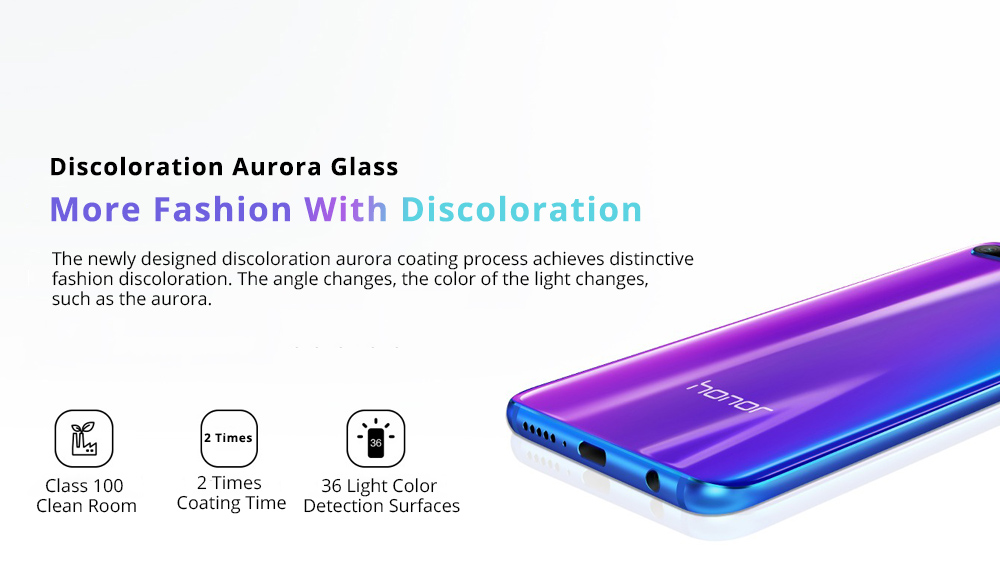 HUAWEI Honor 10 5.84 Inch Smartphone Kirin 970 6GB 64GB 16.0MP+24.0MP Dual Rear Cameras Android 8.1 FHD+ Screen OTG Touch ID Type-C - Black