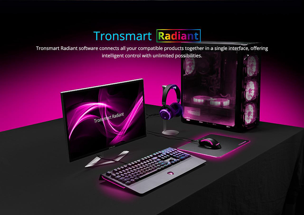 Tronsmart TK09R RGB Mechanical Gaming Keyboard with RGB Backlit, Macro, Blue Switches for Gamers - US Layout