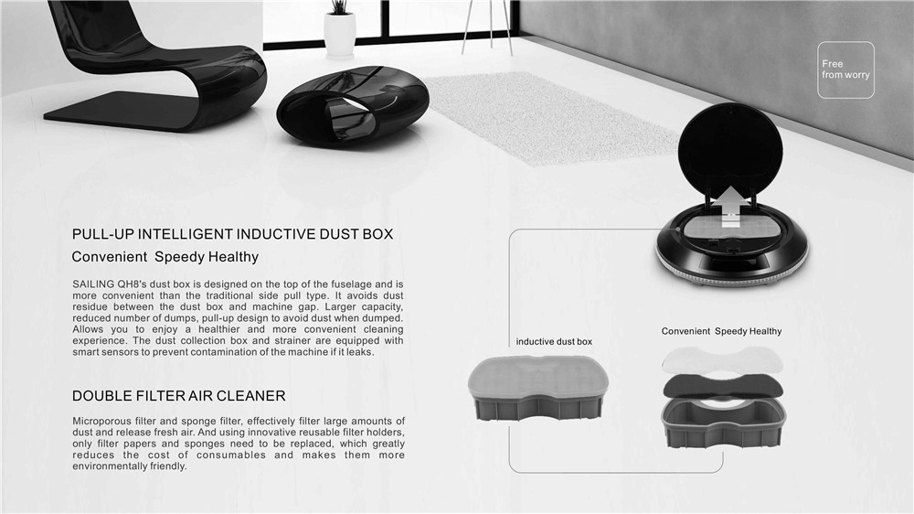 Sailing QH8 Intelligent Vacuum Cleaner Robot Black