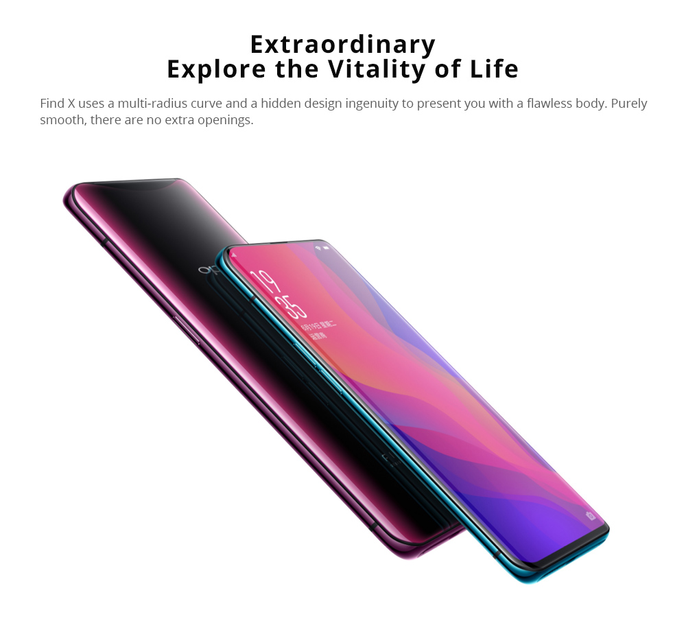 OPPO Find X 6.42 Inch 4G LTE Smartphone Snapdragon 845 8GB 128GB 20.0MP+16.0MP Dual Rear Cameras Android 8.1 Face ID OTG Type-C FHD Screen - Blue