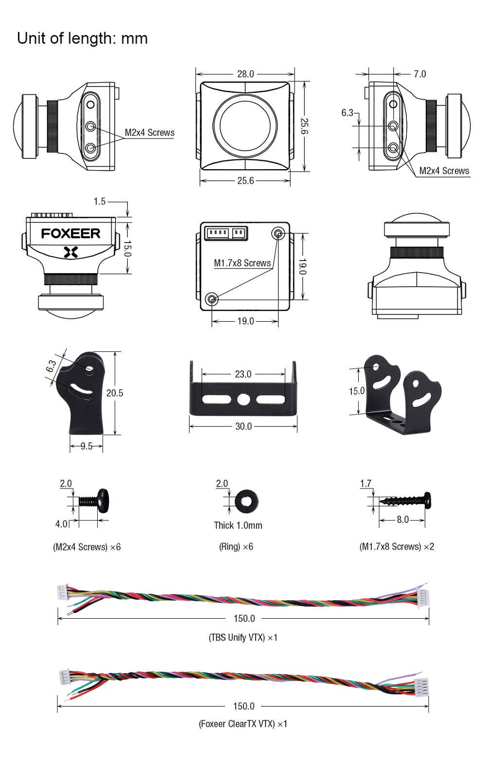 Foxeer Falkor WDR 1200TVL 1.8mm 1/3 CMOS Sensor Wide Voltage 5-40V OSD FPV Camera 4:3/16:9 NTSC/PAL Switchable - Red