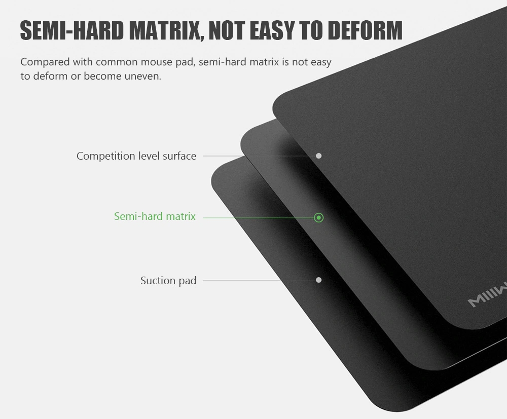 Xiaomi MIIIW E-sports Mouse Pad Competitive Level PC Surface Suction Cup Rubber Bottom Stable And Non-slip Semi-rigid Substrate 2.35MM Thickness - Black