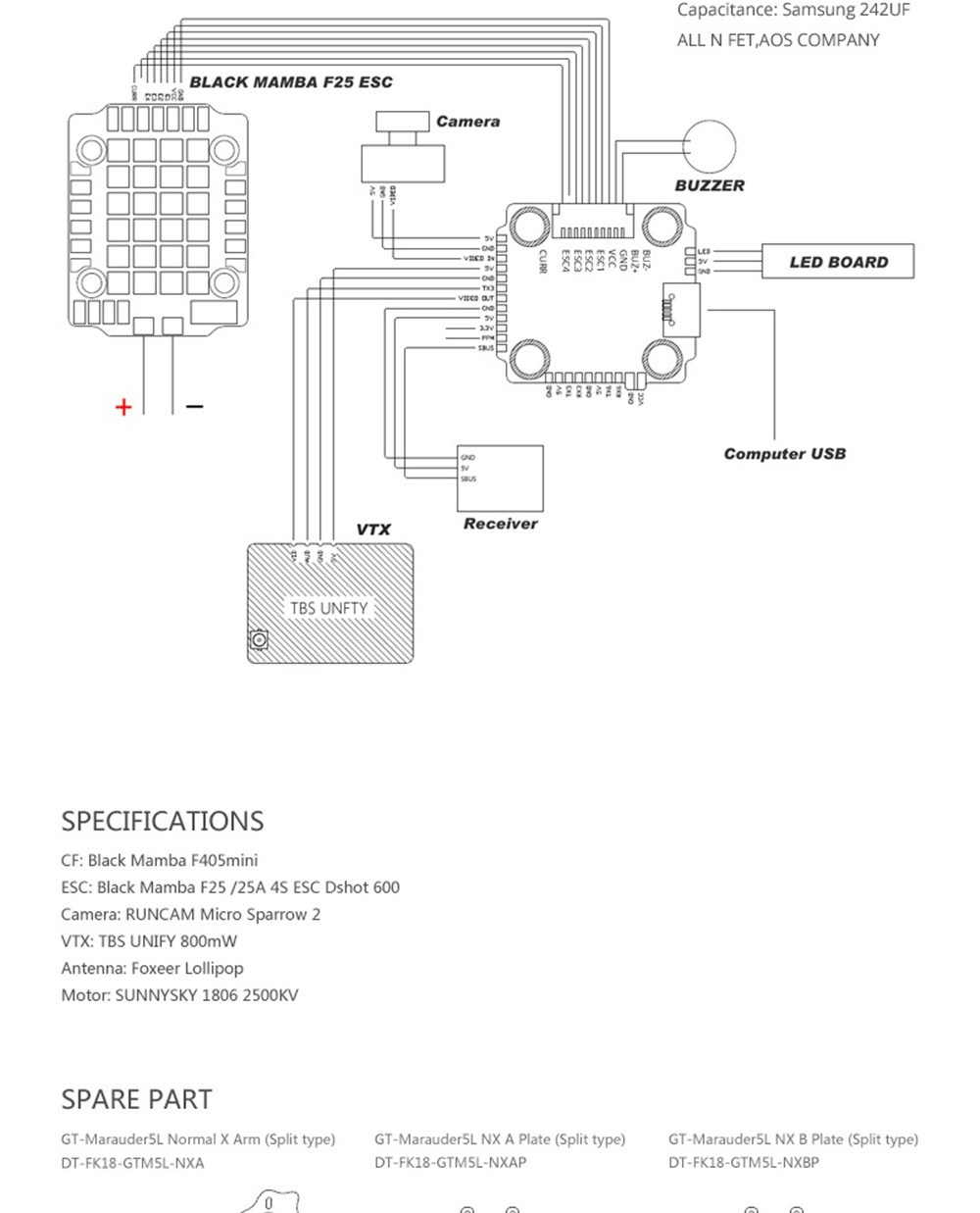 Diatone GT-M515 Normal X Brushless FPV Racing Drone F4M 8K FC OSD 5V BEC 25A 4S ESC with RunCam Camera PNP - Integrated