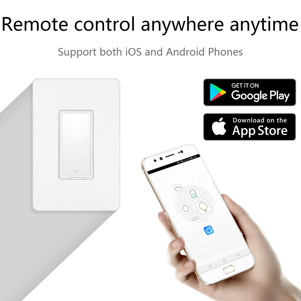 Geekbes MJ-S01 WiFi Smart Switch Remote Control and Scheduled on/off Works with Amazon Alexa and Google Assistant - White/US Plug