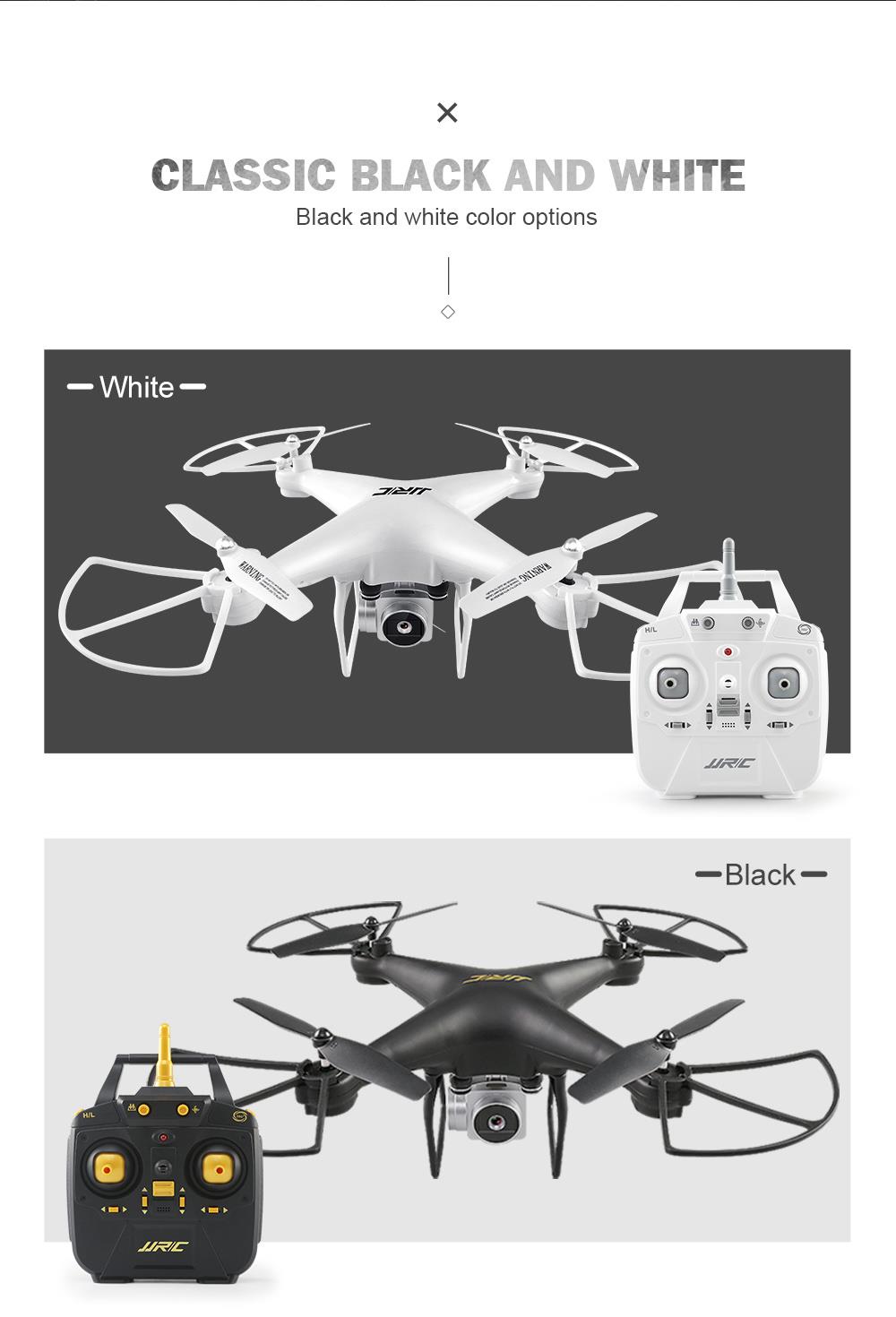 GeekbuyingJJRC H68 BELLWETHER WiFi FPV RC Drone Max Flight Time 20mins with 720P HD Camera Altitude Hold Mode Black - Two Batteries