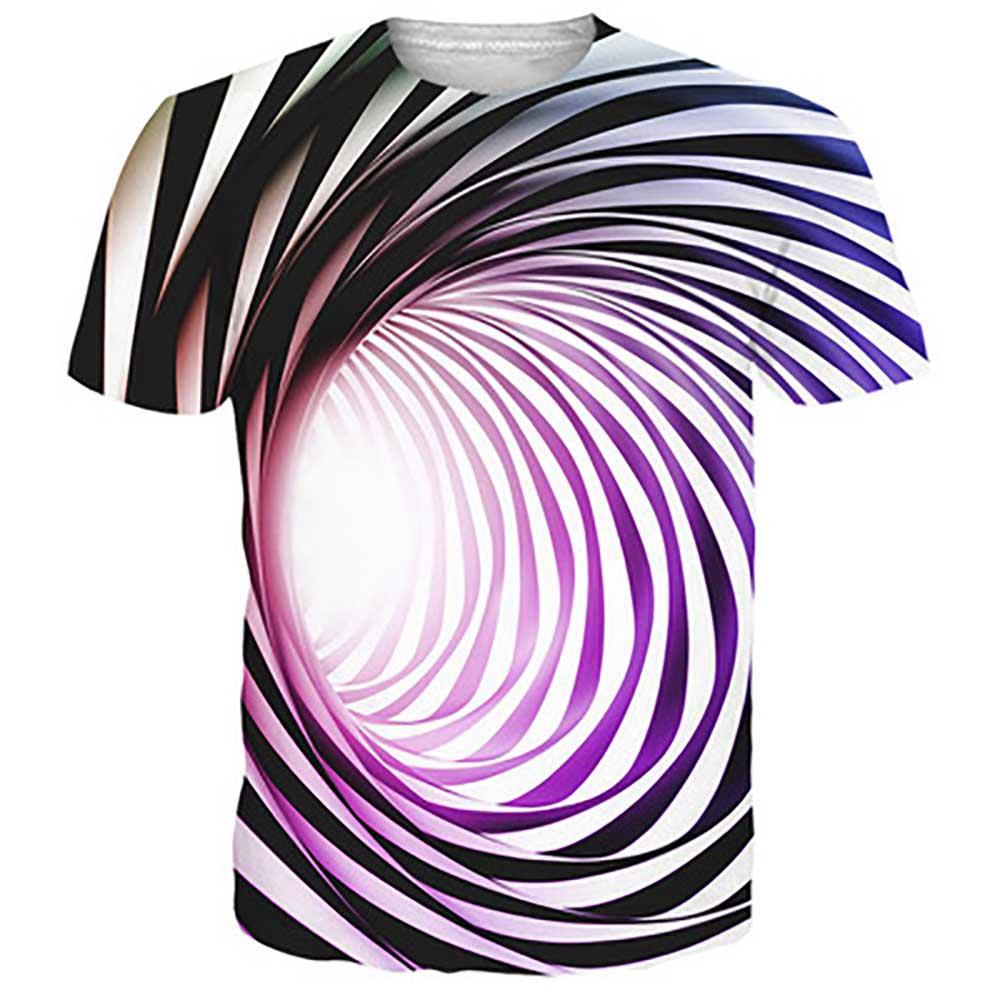 3D Digital Printed Space Colorful Swirl Pattern Men's Summer Unisex Short Sleeve T-shirt Size 2XL - Multi Color