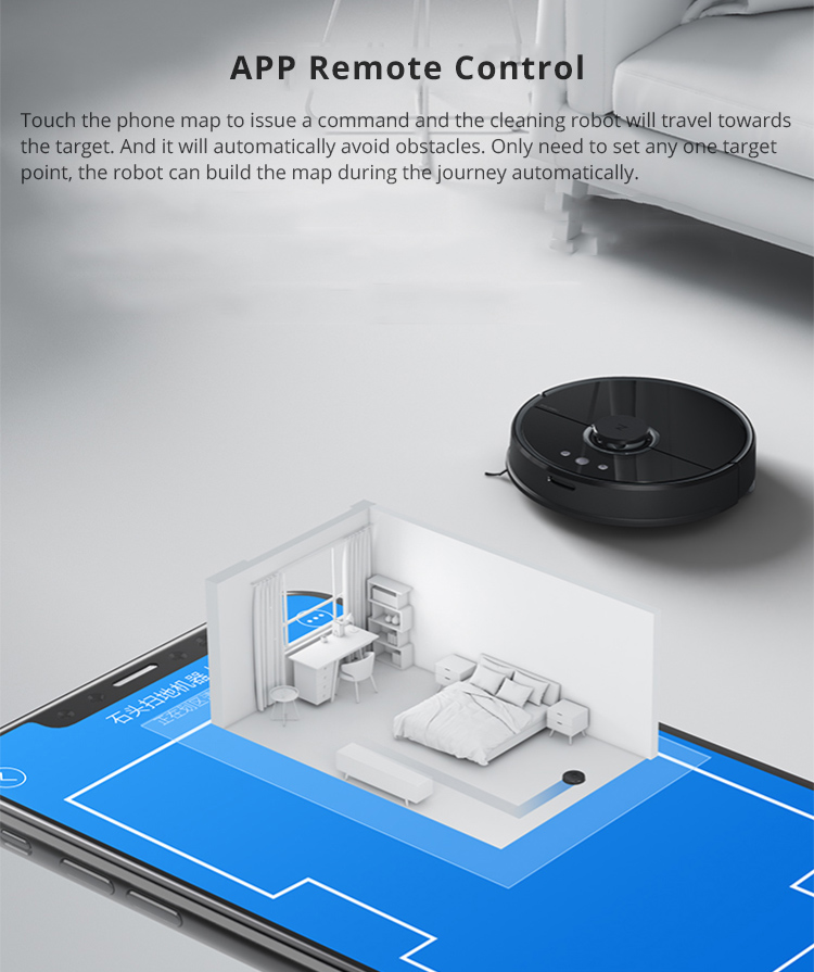 Xiaomi Mijia Roborock Vacuum Cleaner 2 Automatic Area Cleaning 2000Pa Suction 2 in 1 Sweeping Mopping Function LDS Path Planning 5200mAh Battery MI Vacuum Cleaner Upgraded Version - Black