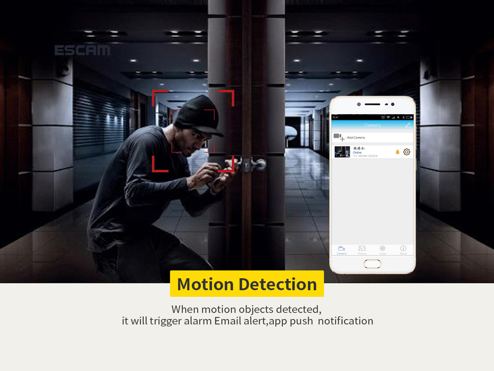 ESCAM PVR002 2MP HD 1080P IP PTZ Dome Camera 4X Zoom 2.8-12mm Lens Water Resistant Night Vision Motion Detection - White/US Plug