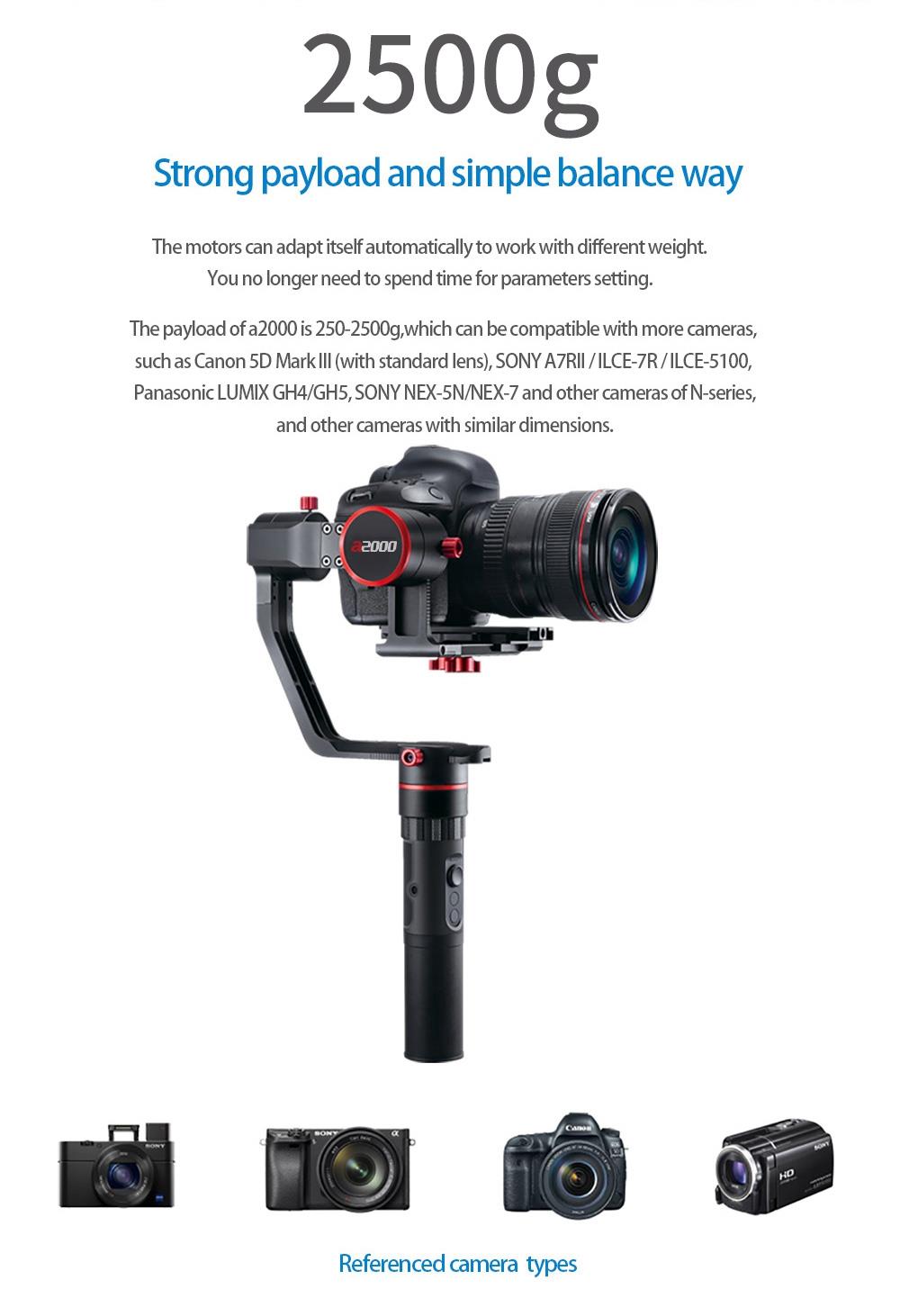 Feiyu Tech A2000 3-Axis Handled Gimbal Stabilizer for Mirrorless DSLR Camera - Double Handheld