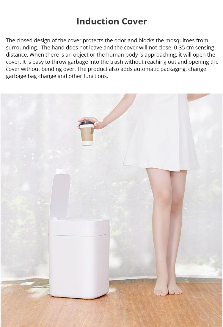 Xiaomi Townew Smart Trash Can Automatic Sealing Changing Bags Induction Cover One Key Control - White