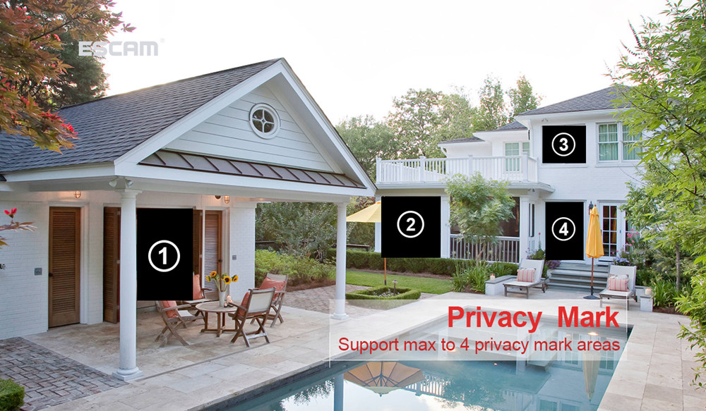 ESCAM PVR002 2MP HD 1080P IP PTZ Dome Camera 4X Zoom 2.8-12mm Lens Water Resistant Night Vision Motion Detection - White/US Plug