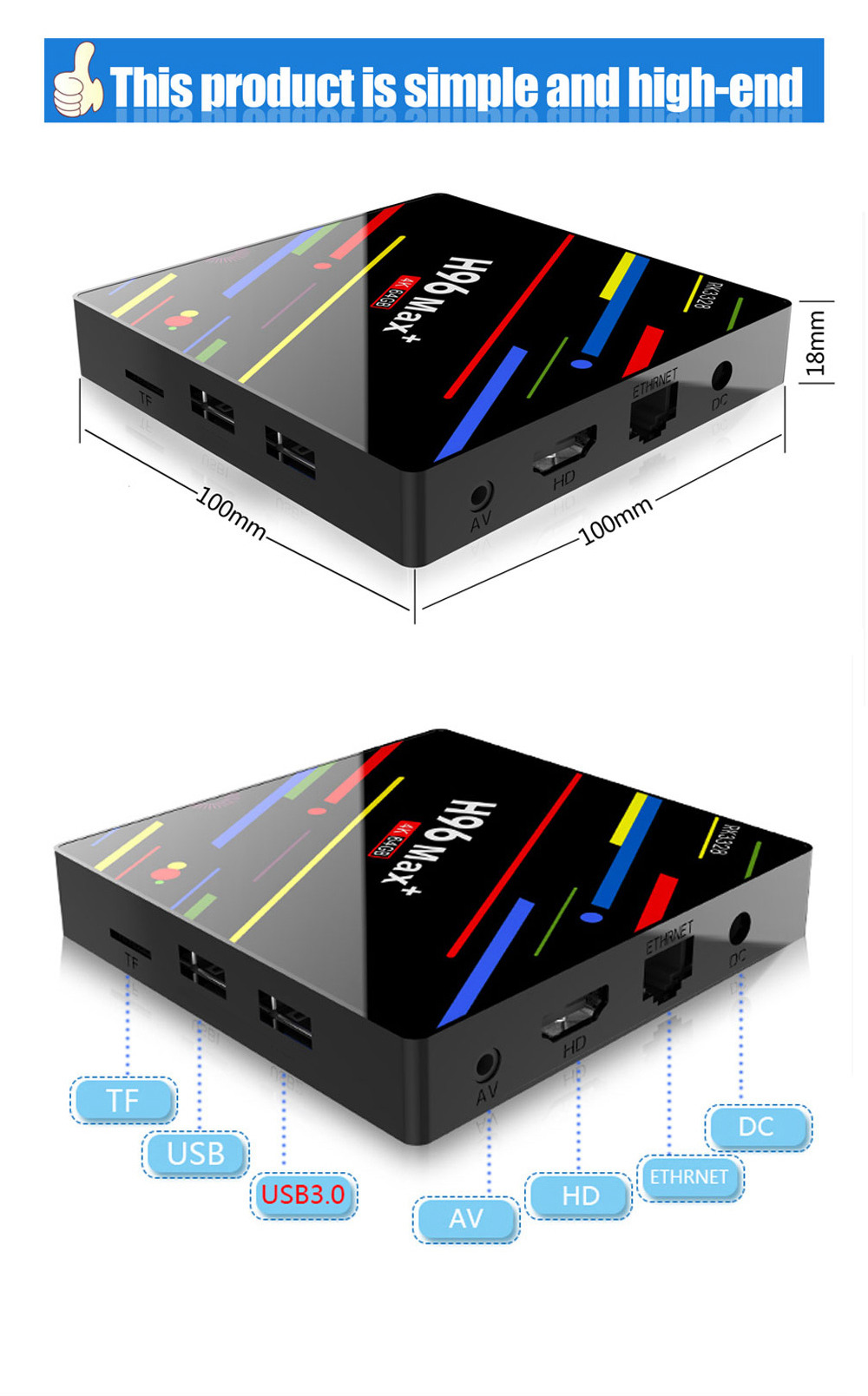 H96 MAX+ RK3328 Android 8.1 4GB/64GB KODI 17.6 TV BOX WiFi AC WIFI USB3.0