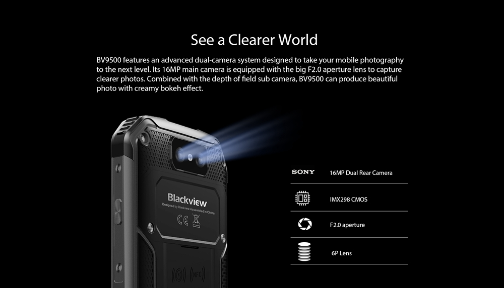 [HK Stock]Blackview BV9500 5.7 Inch 4G LTE Smartphone Helio P23 4GB 64GB Dual 16MP Rear Cameras Android 8.1 Water Resistant IP68 10000mAh Type-C Fast Charge NFC - Yellow