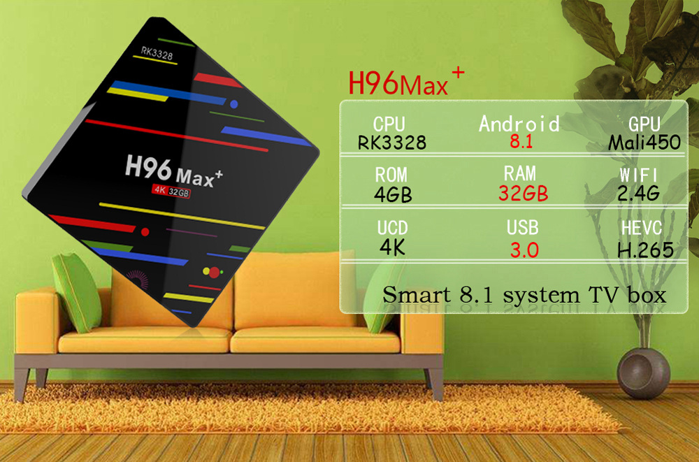 H96 MAX+ RK3328 Android 8.1 4GB/32GB KODI 17.6 TV BOX WiFi LAN USB3.0