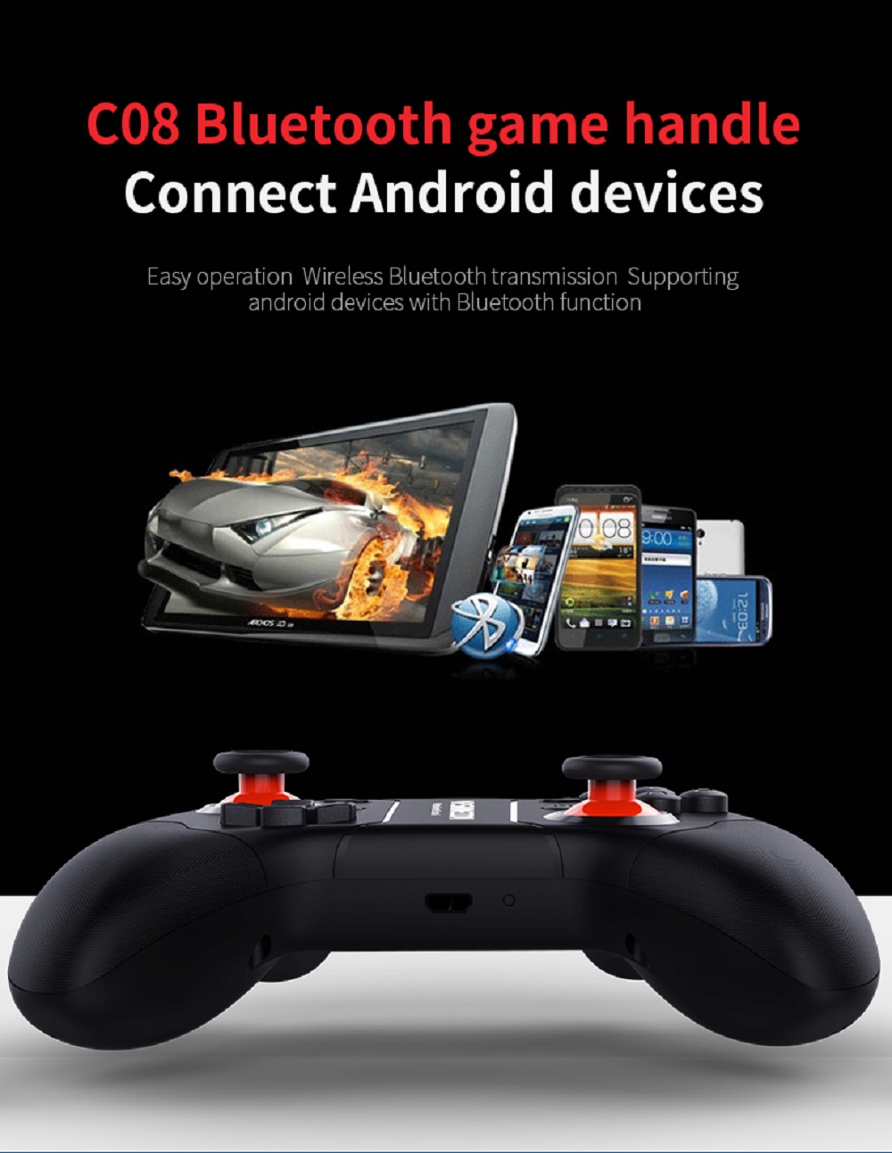 VR SHINECON SC-C08 Bluetooth VR Glasses Gamepad Wireless Handle Controller - Black