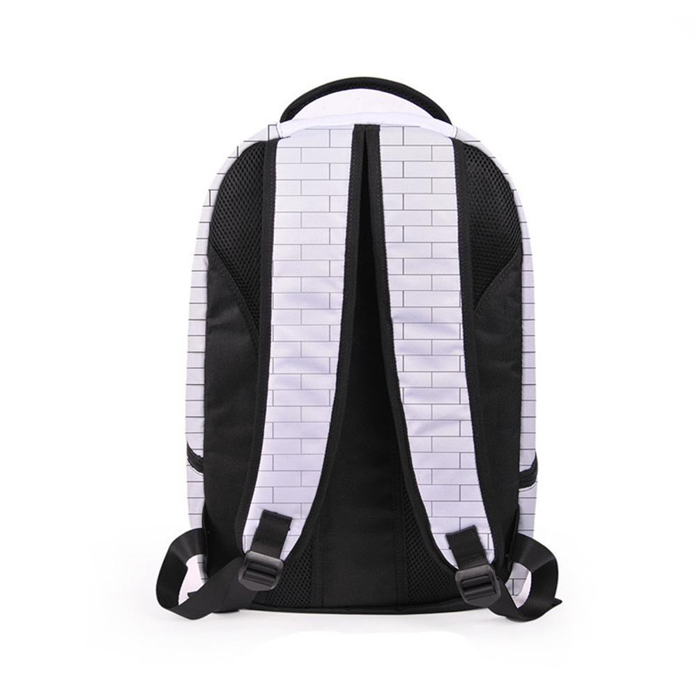 3D Creative Printed Wall Cat Pattern Men And Women Rucksack Travel Satchel Backpack - White