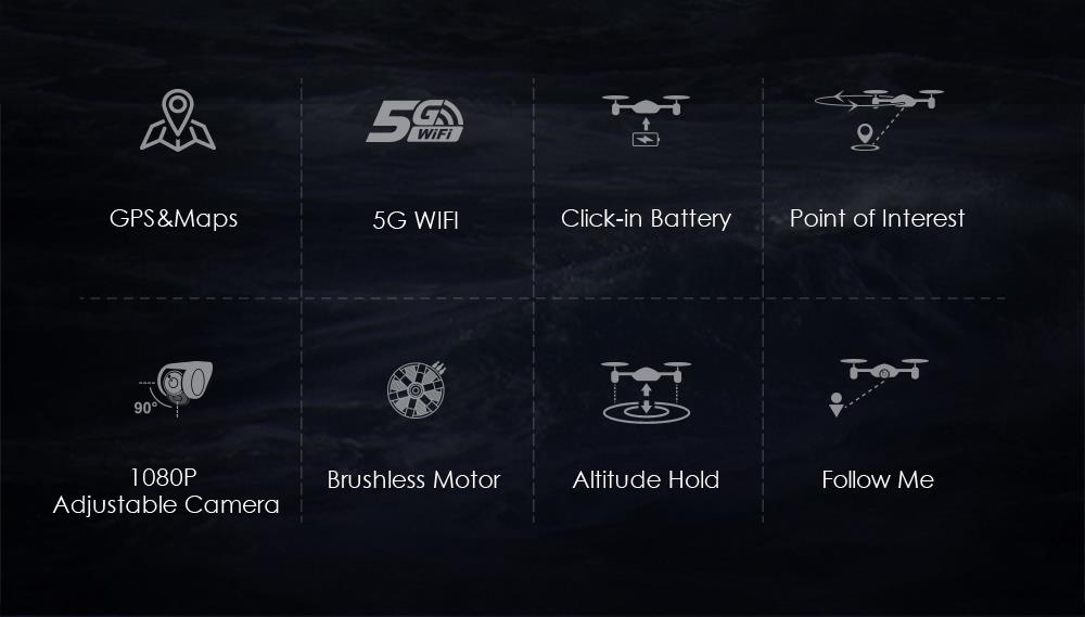 JJRC JJPRO X5 EPIK 5G WIFI 1080P FHD FPV One-Axis Gimble with GPS Follow Me Mode RC Quadcopter RTF - Two Battery