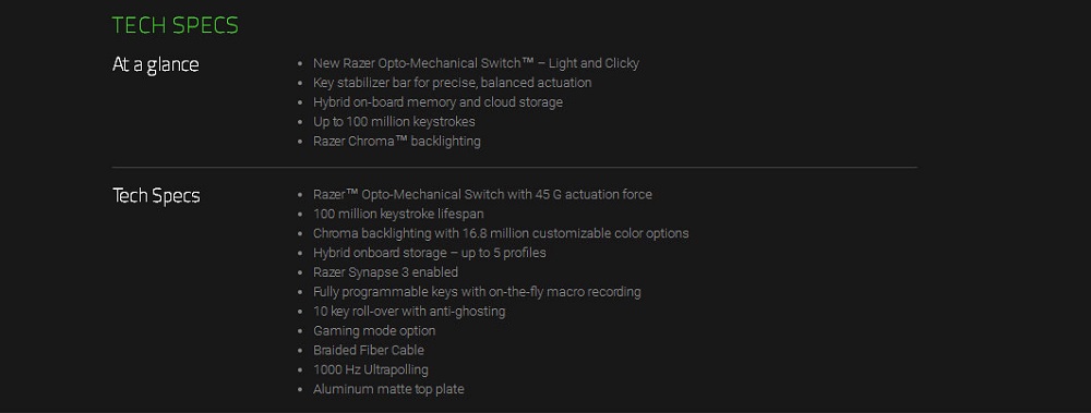 [HK Stock]Razer Huntsman Wired Gaming Keyboard RGB Backlight Opto-Mechanical Switches Key Stabilizer Bar - Black