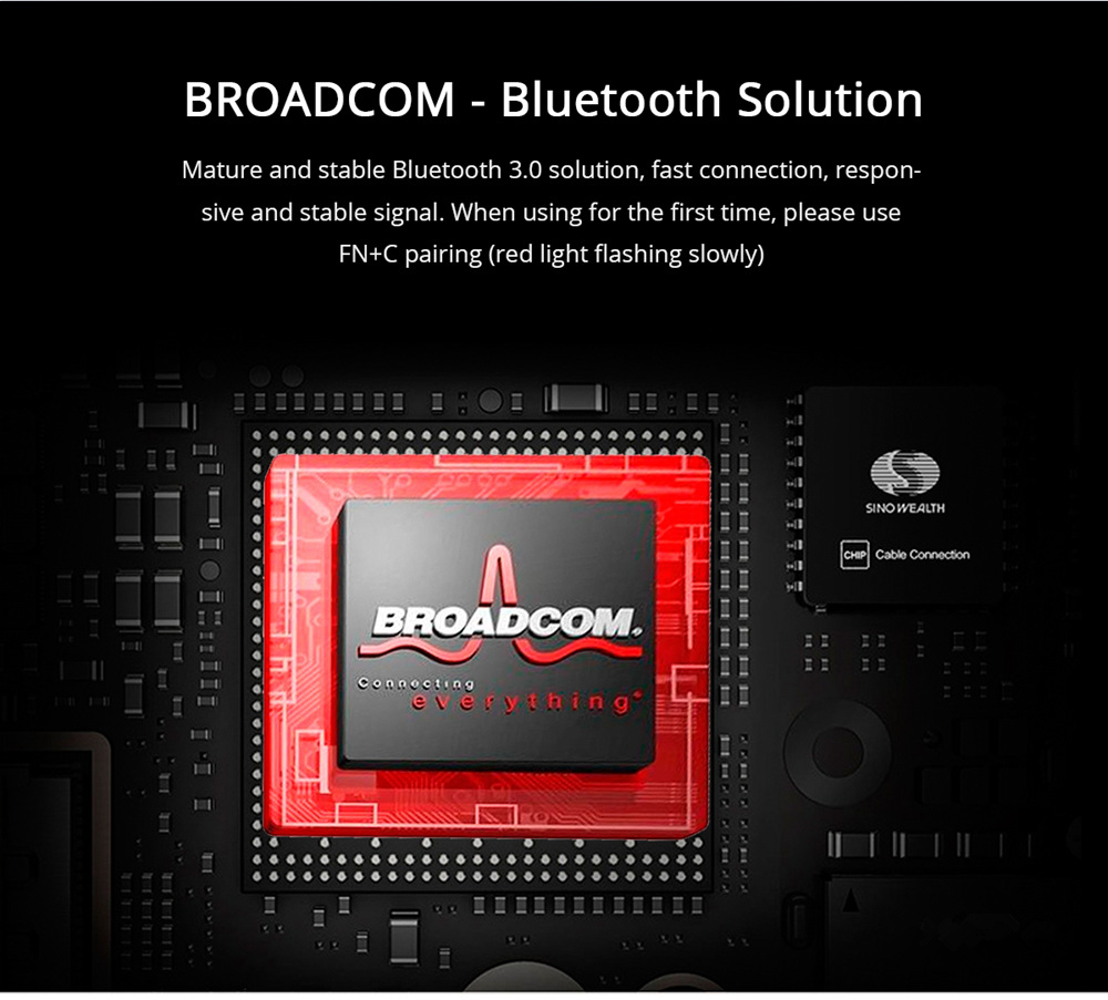 Ajazz 308i Bluetooth 3.0 Wireless Keyboard 84 Classic Round Keys Support Windows/iOS/Android And Other Common Systems - Black