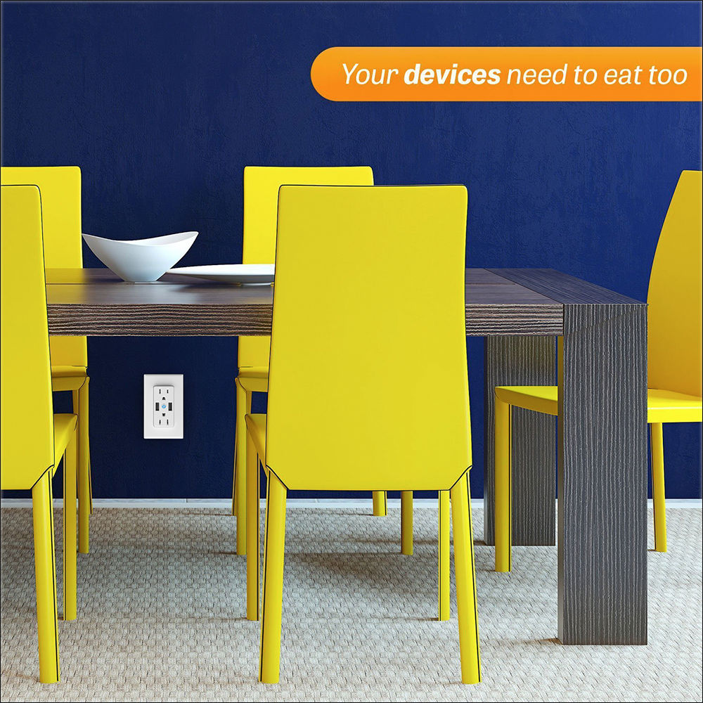 Geekbes Smart Wall Socket WiFi Remote Control Wall Outlet Socket with 2USB Charging Port Works with Amazon Alexa & Google Home - White/US Plug