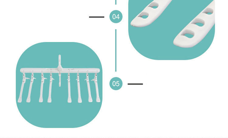 Reversible Folding Clothes Hanger with 8 in 1 Quick-Fold Hangers & Non-Slip 360 Degree Swivel Hook - White