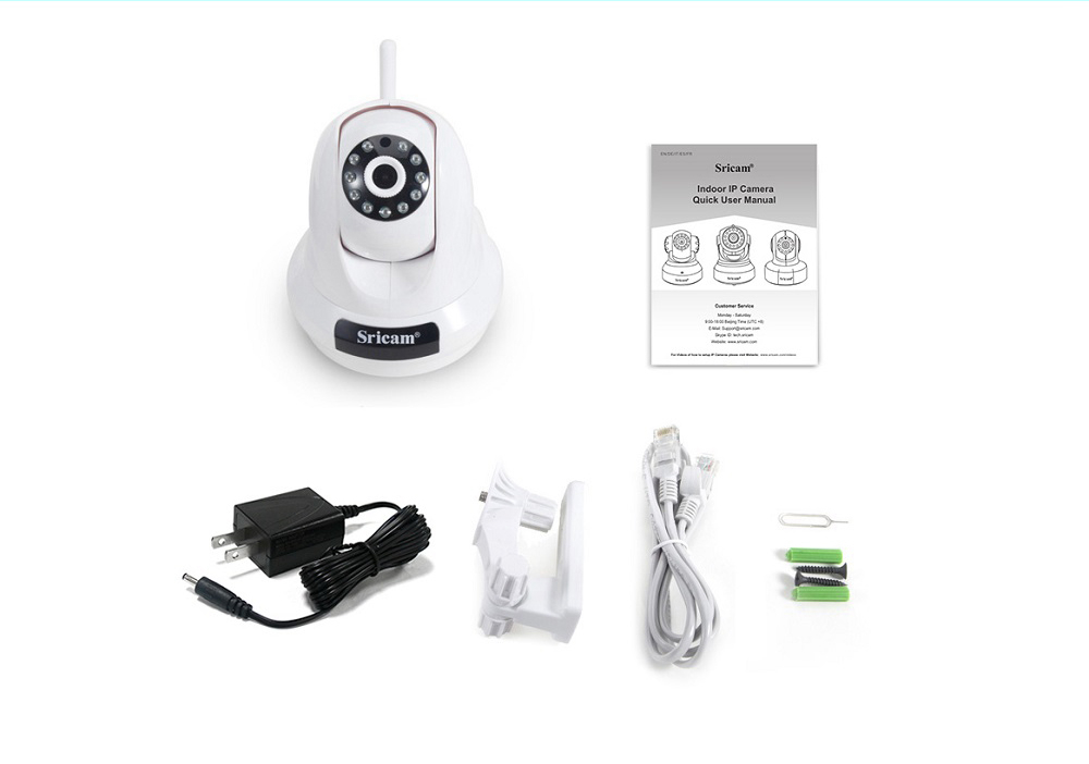 Sricam SP018 1080P Wifi IP Camera Wide-angle IR-CUT Infrared Night Vision Camera - White US Plug