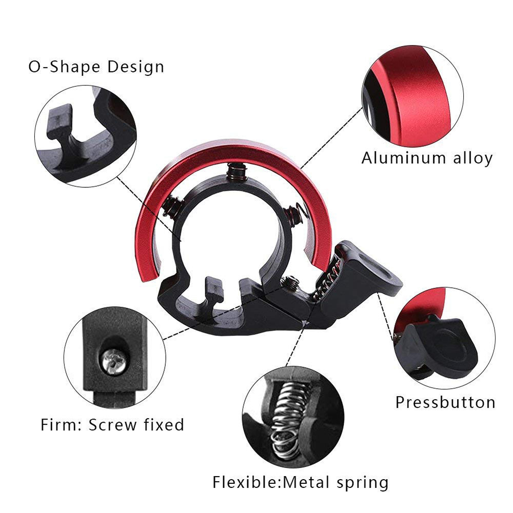 Q Design Bicycle Bell Aluminum Alloy Handlebar Bell Safety Alarm Horn 22.2-22.8 mm - Black