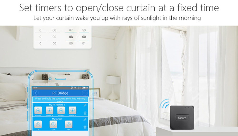 Sonoff RF Bridge 433MHz Wifi Wireless Signal Converter Human Body PIR Sensor Security Kit for Smart Home - White