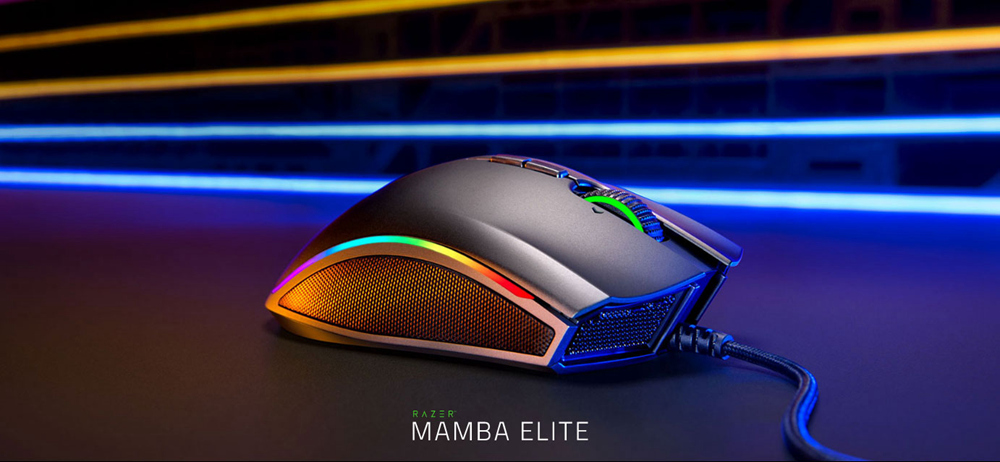 Razer Mamba Elite Right-Handed Gaming Mouse 5G Advanced Optical Sensor 16000DPI RGB Backlight With 9 Independent Programmable Buttons - Black