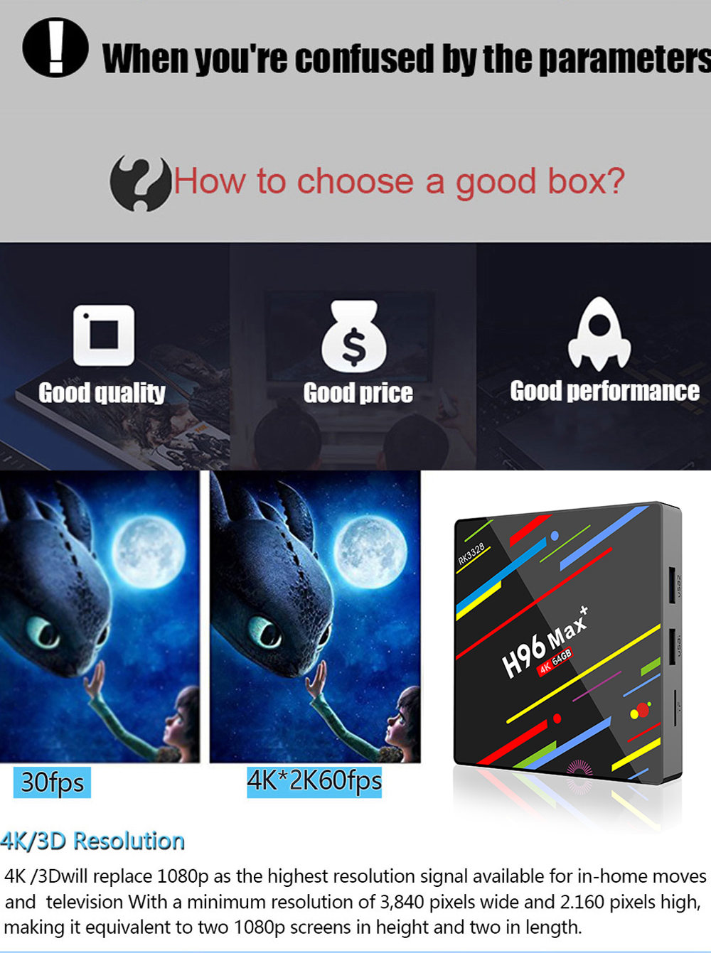 H96 MAX+ Android 8.1 RK3328 KODI 17.6 4GB/64GB 4K TV BOX Support YouTube Netflix Dual Band WiFi LAN USB3.0