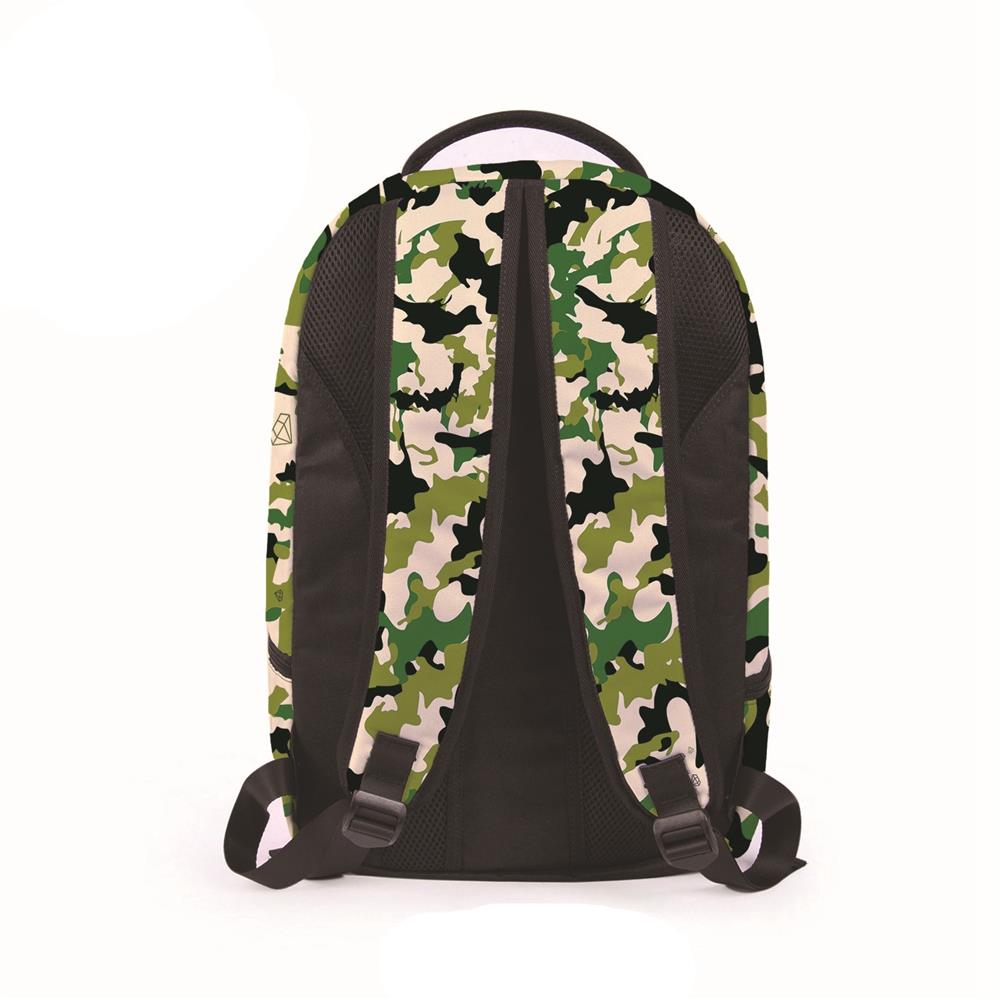 3D Creative Printed Camouflage Skull Pattern Men And Women Rucksack Travel Satchel Backpack - Green