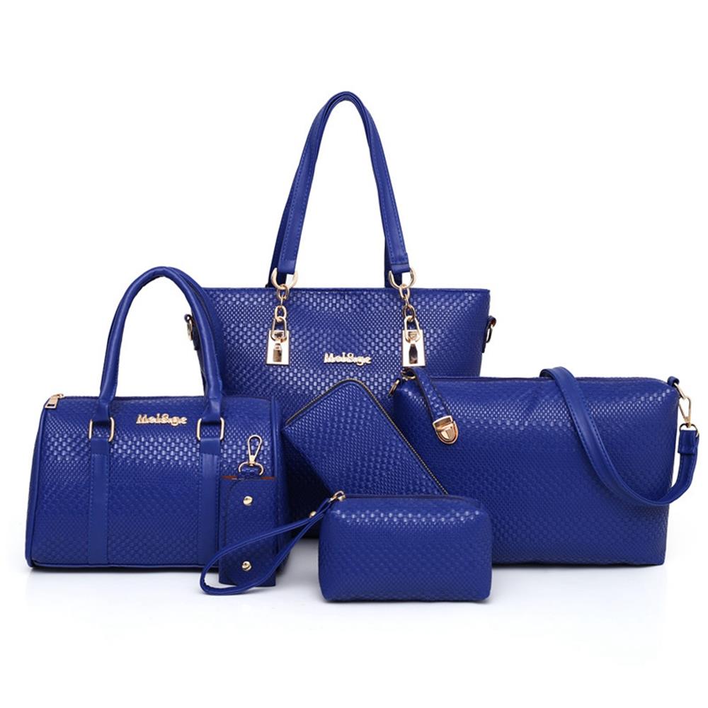 Fashion Tote Purse Satchel Bag PU Leather Women's Handbags CE158 - Blue