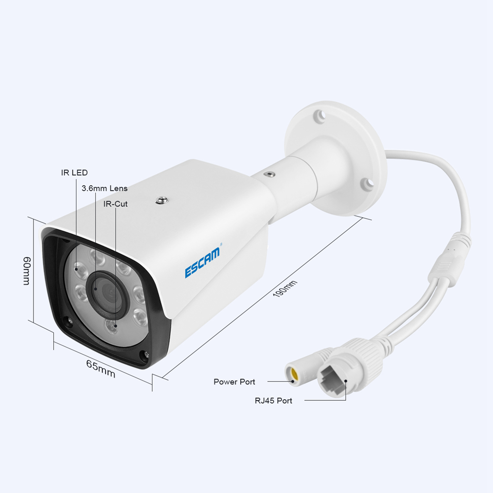 ESCAM QH002 HD 1080P 2MP P2P IR IP Outdoor Camera with Smart Analysis ONVIF H.265 - White EU Plug
