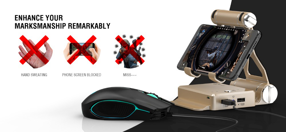 GameSir X1 Bluetooth BattleDock Converter Keyboard and Mouse for FPS Games/RoS/Knives Out/Free Fire -Gold