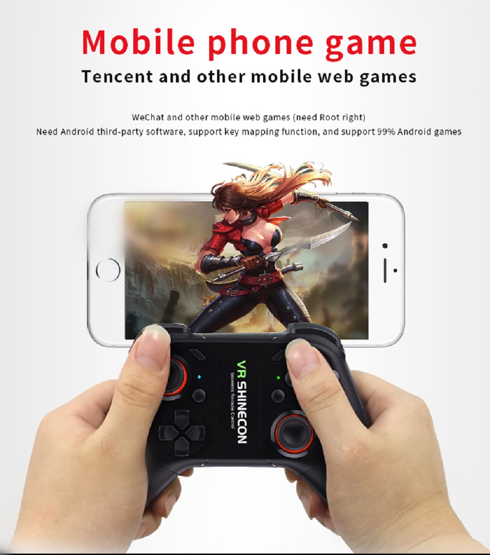 VR SHINECON SC-C08 Bluetooth VR Glasses Gamepad Wireless Handle Controller - Black