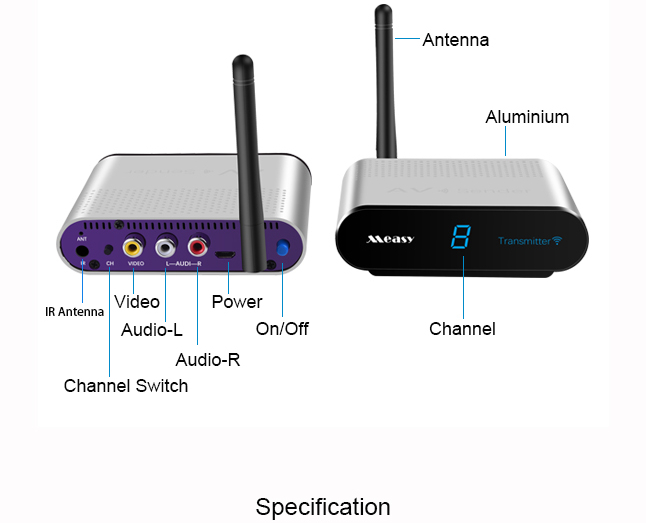 Measy AV230 2.4GHz Wireless Audio/Video Sender Transmitter and Receiver 984FT/300M