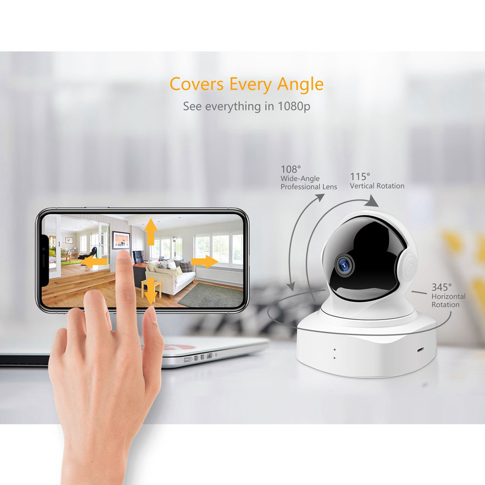 [HK Stock][International Version]YI Cloud Home Camera 1080P HD WiFi IP Security Camera Pan/Tilt/Zoom Indoor Surveillance System with Night Vision -White