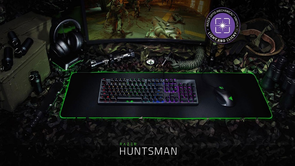 [HK Stock]Razer Huntsman Wired Gaming Keyboard RGB Backlight Opto-Mechanical Switches Key Stabilizer Bar - Black