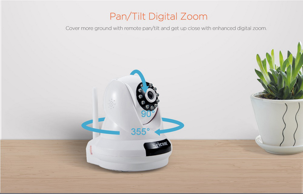 Sricam SP018 1080P Wifi IP Camera Wide-angle IR-CUT Infrared Night Vision Camera - White US Plug