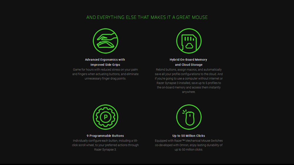 Razer Mamba Elite Right-Handed Gaming Mouse 5G Advanced Optical Sensor 16000DPI RGB Backlight With 9 Independent Programmable Buttons - Black