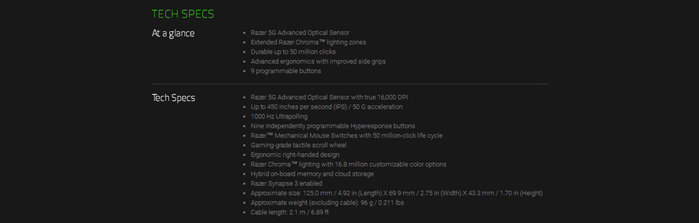 Razer Mamba Elite Right-Handed Gaming Mouse 5G Advanced Optical Sensor 16000DPI RGB Backlight With 9 Independent Programmable Buttons - Black