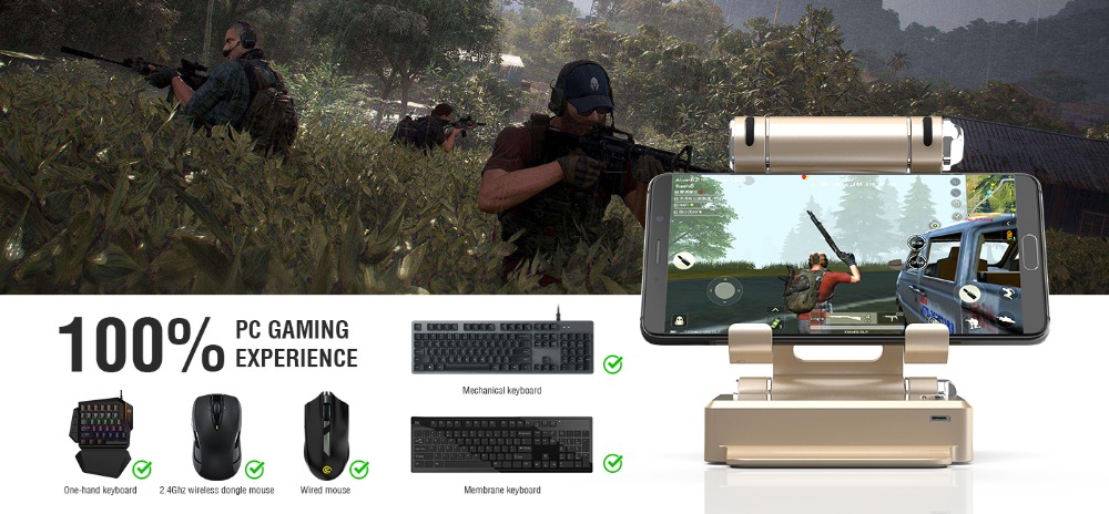 GameSir X1 Bluetooth BattleDock Converter Keyboard and Mouse for FPS Games/RoS/Knives Out/Free Fire -Gold