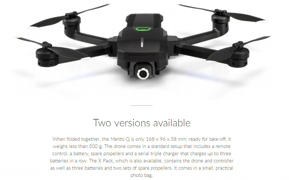 Yuneec Mantis Q GPS WiFi 4K HD FPV Foldable RC Quadcopter with 33mins Flight Time RTF