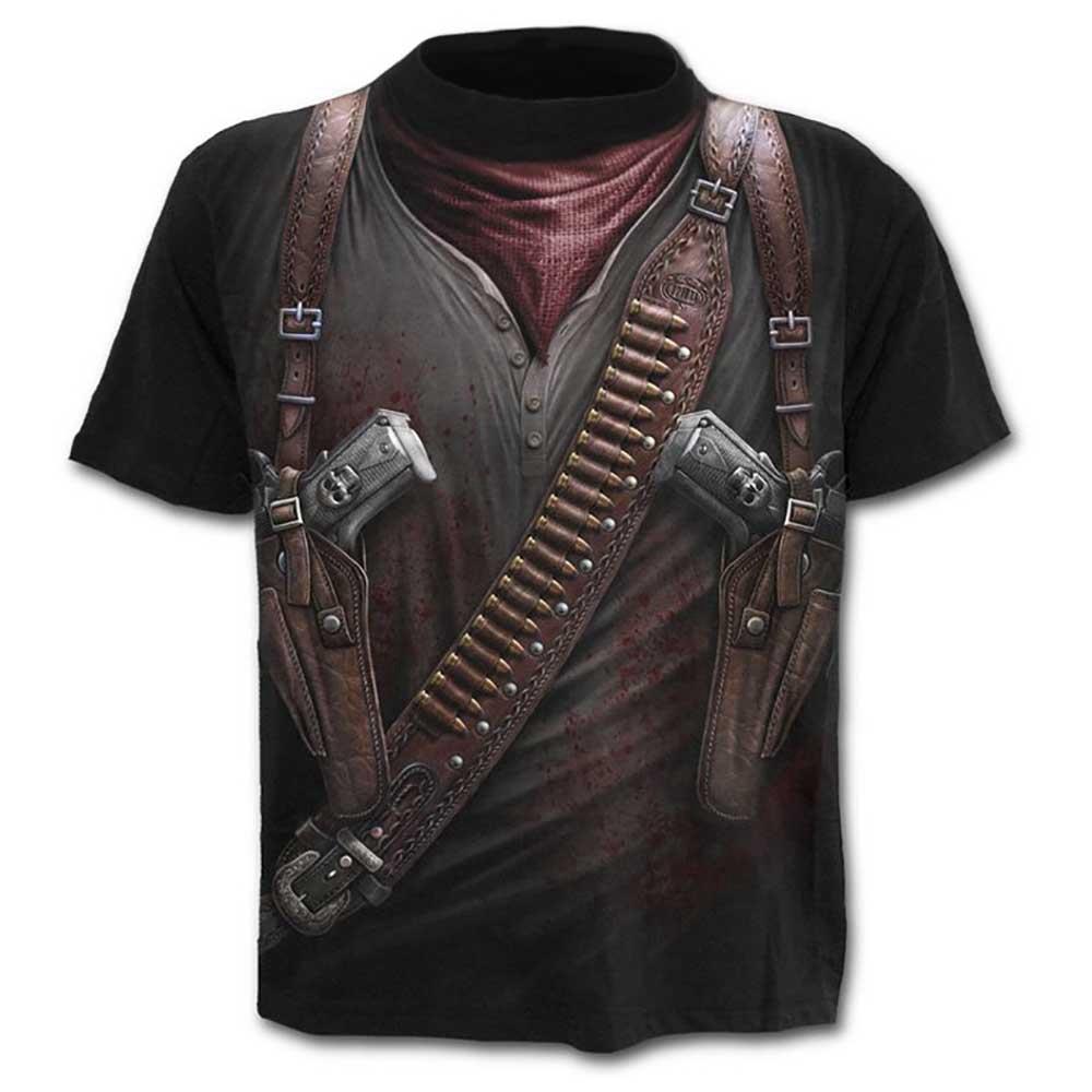 3D Printed Military PUBG Firearms Pattern Men's Unisex Short Sleeve Round Collar T-shirt Size 3XL - Black