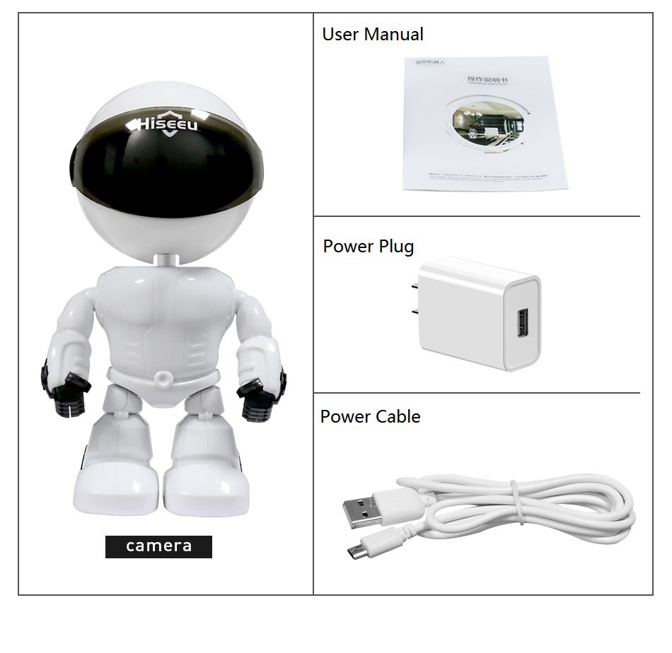 Hiseeu Fhk 1080p 2mp Wifi Ip Camera Robot White Eu Plug