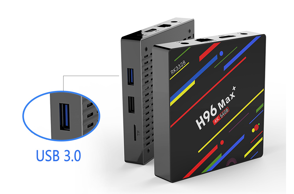 H96 MAX+ Android 8.1 RK3328 KODI 17.6 4GB/64GB 4K TV BOX Support YouTube Netflix Dual Band WiFi LAN USB3.0