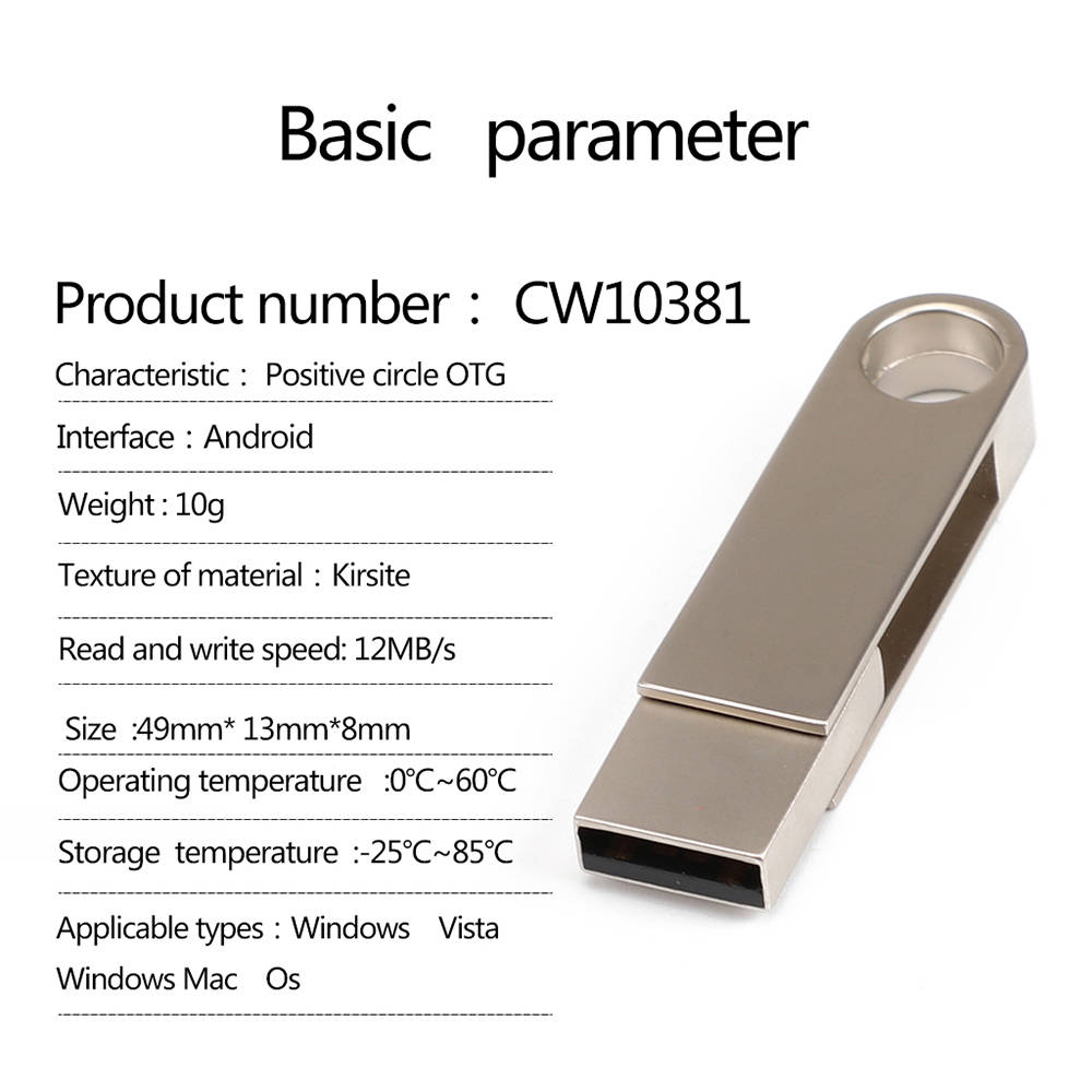 CW10381 2-in-1 OTG USB2.0 64GB Memory Flash Drive Compatible With Computer And OTG Phone - Silver