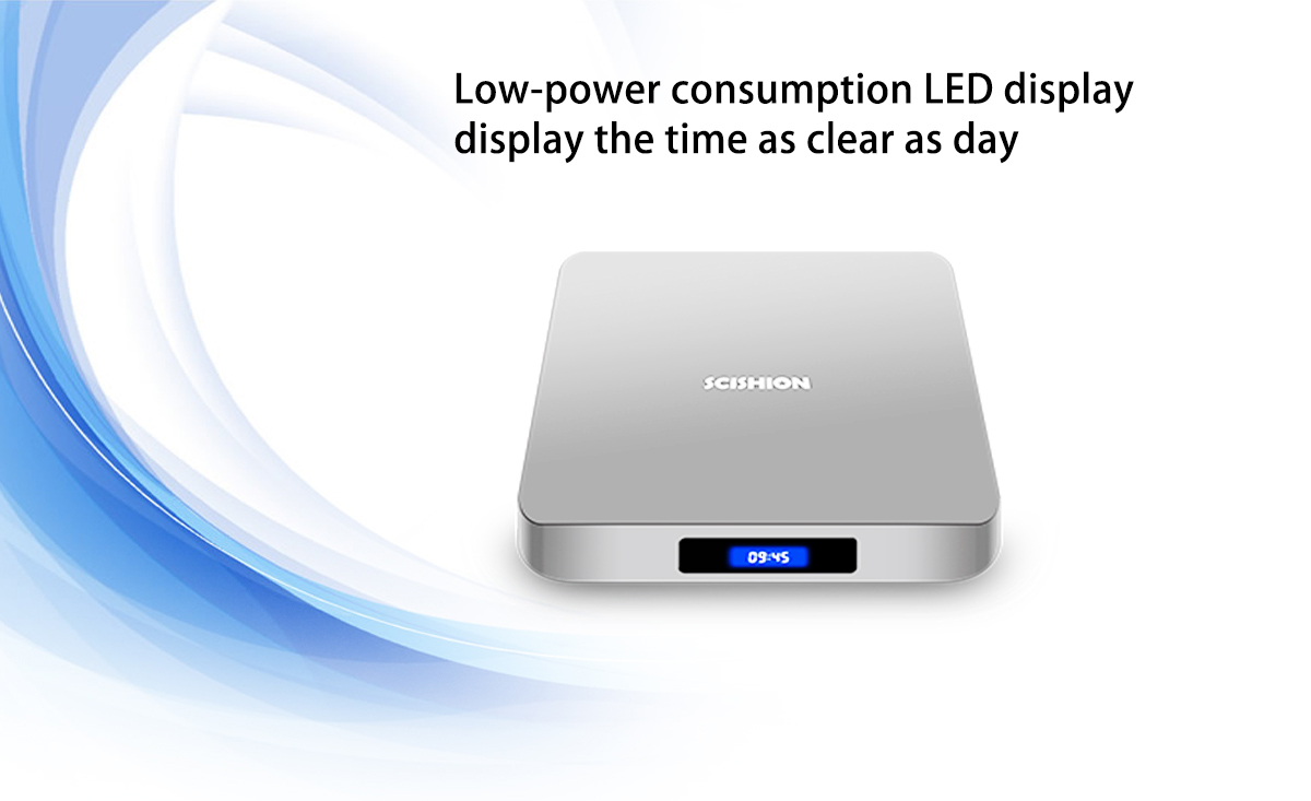 SCISHION AI ONE RK3328 Android 8.1 KODI 17.6 4GB/32GB 4K TV Box with LED Display WIFI Bluetooth LAN USB3.0