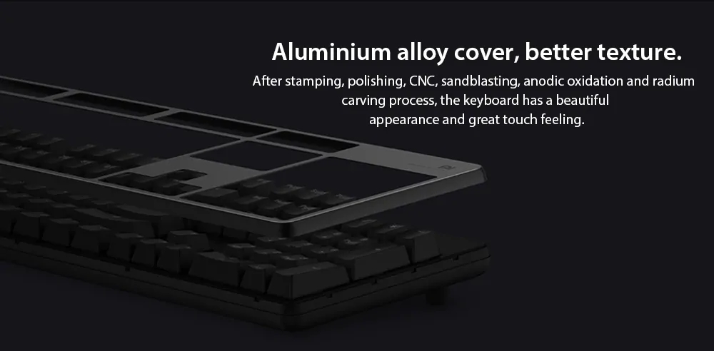 Xiaomi Wired Gaming Keyboard 104-Key RGB Backlit Aluminum Alloy Surface Cover Ergonomic Button Sorting New Gaming Switch - Black